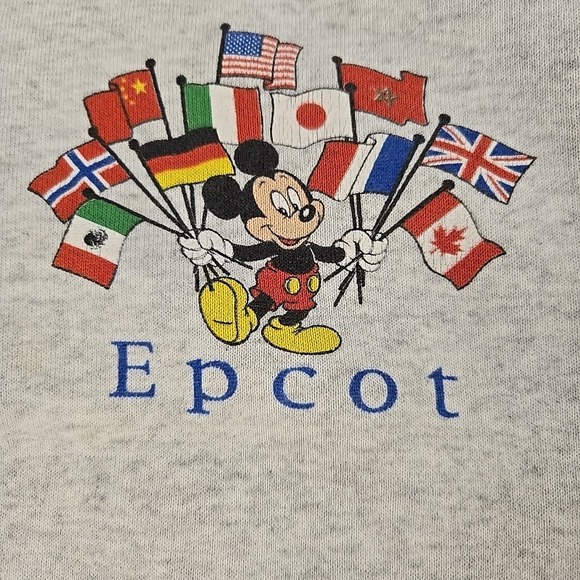 Vintage Disney Epcot 1/4 Zip Sweatshirt Gray 90's Mickey Mouse Made In USA - Picture 6 of 14
